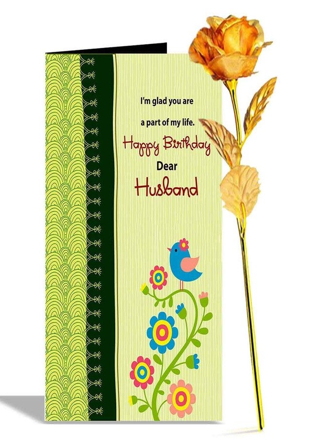Alwaysgift Happy Birthday Hubby Greeting Card & Golden Rose Gift Hamper For Husband, Men, Love (Design-6) - Image 1